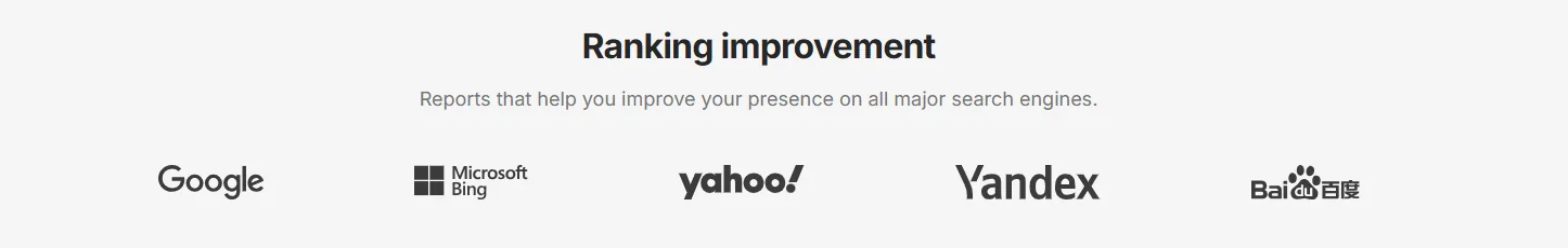 Google, Bing, Yahoo, Yandex and Baidu